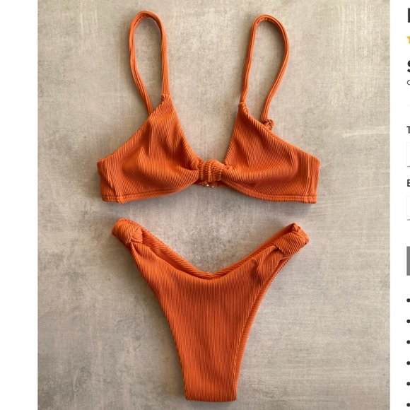 SYDNEY KNOT RIBBED SET - BURNT ORANGE - Picture 1 of 8